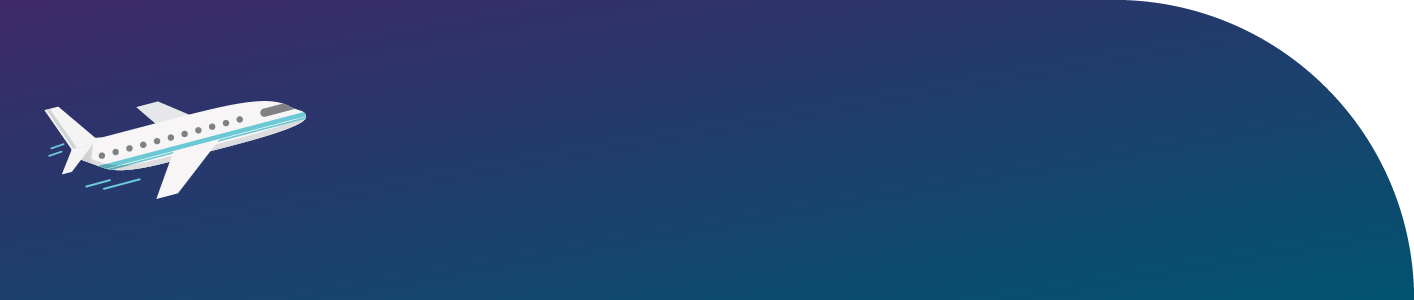 White airplane on dark blue background next to the phrase "Fly the eco-friendliest of skies."