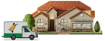 Moving truck in front of a Texas house