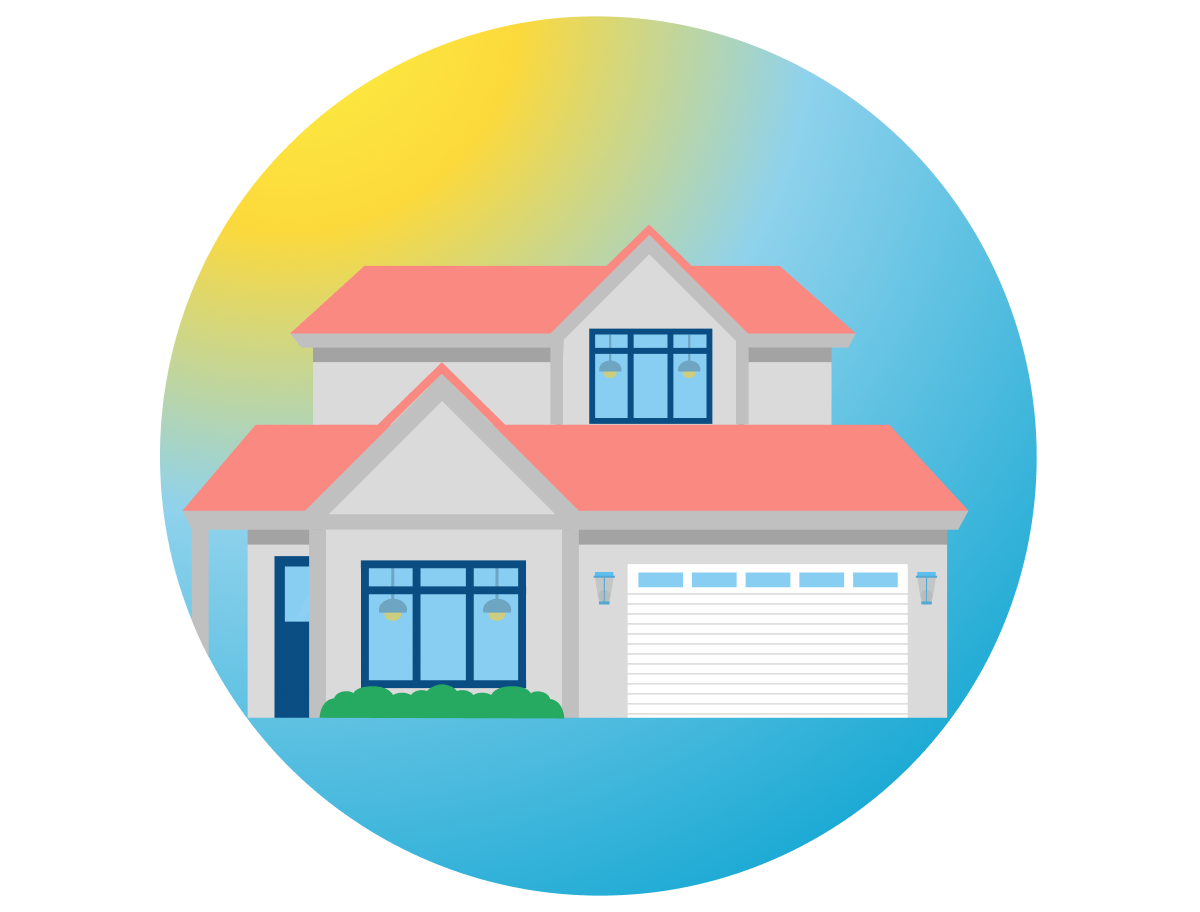 Graphic image of house with solar panels