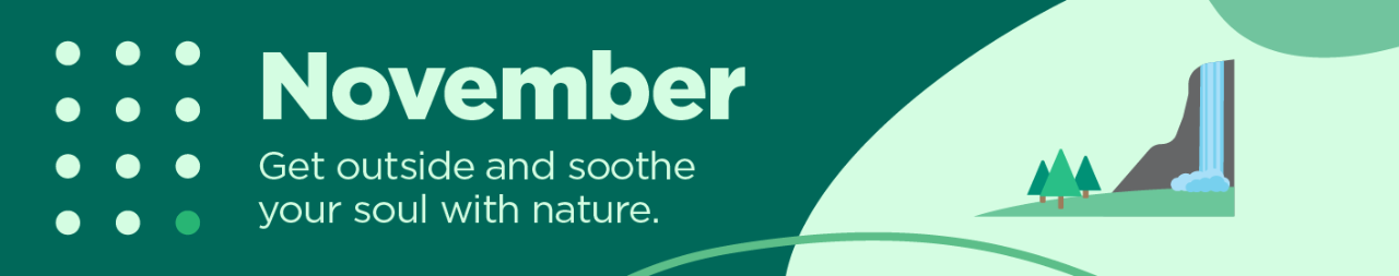 November: Get outside and soothe your soul with nature.