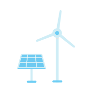 Solar panel and wind turbine icons
