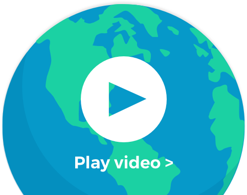 Illustration of earth with watch video play button