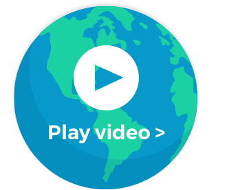 Illustration of earth with watch video play button