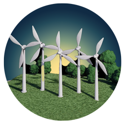 Wind turbines generating renewable energy