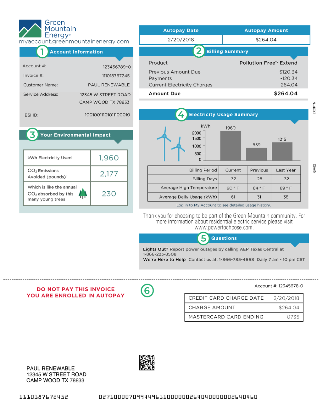 Green Mountain Energy Bill 