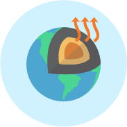 Image of Earth with heat rising from within